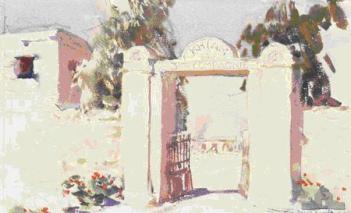 رسم زيتي لمدخل ثكنة الخيام