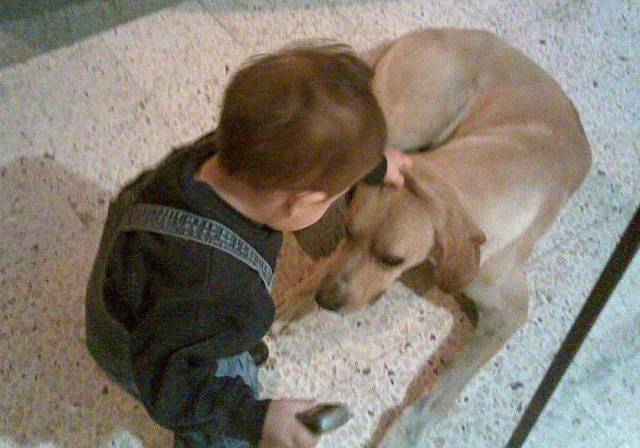 أحد الأطفال الزوار مع ميلو