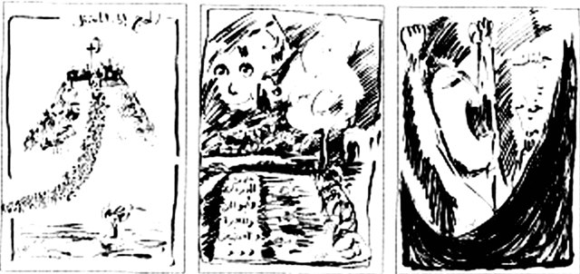 الرسوم التعبيريّة الثلاث، بالأسود والأبيض، المرسلة إلى جريدة السفير