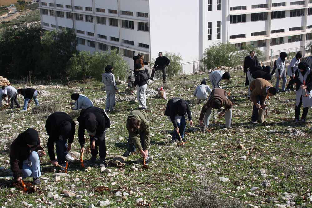 طلاب يزرعون في حبوش