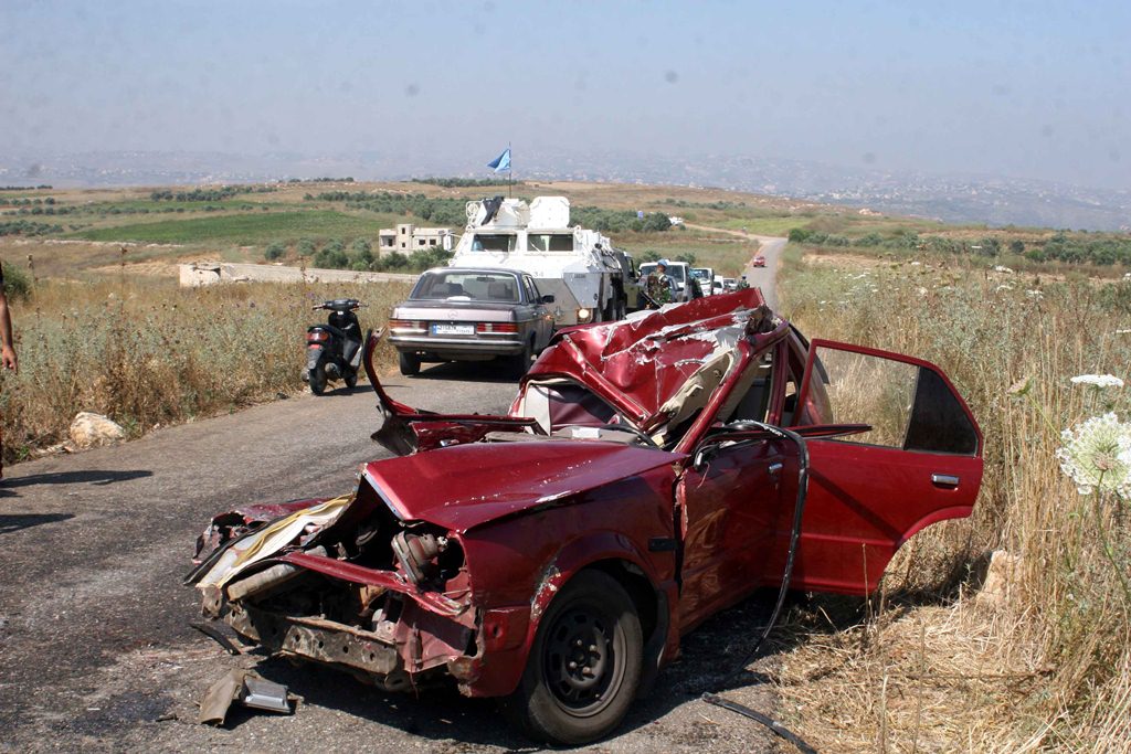 سيارة الشاب  الفقيد محمد محمود حجيج من بلدة القنطرة - بعد الحادث