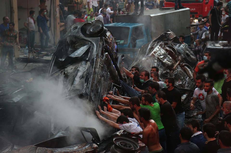 من التفجير الإرهابي في الرويس في الضاحية الجنوبية لبيروت