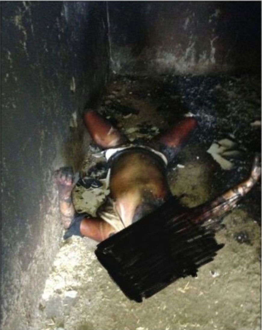 جثة الشاب ماروني وقد اضرمت فيها النيران