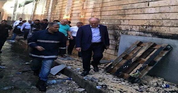 الوزير علي حسن خليل يتفقد الحريق الذي اندلع في مخازن قاروط في الحدث 