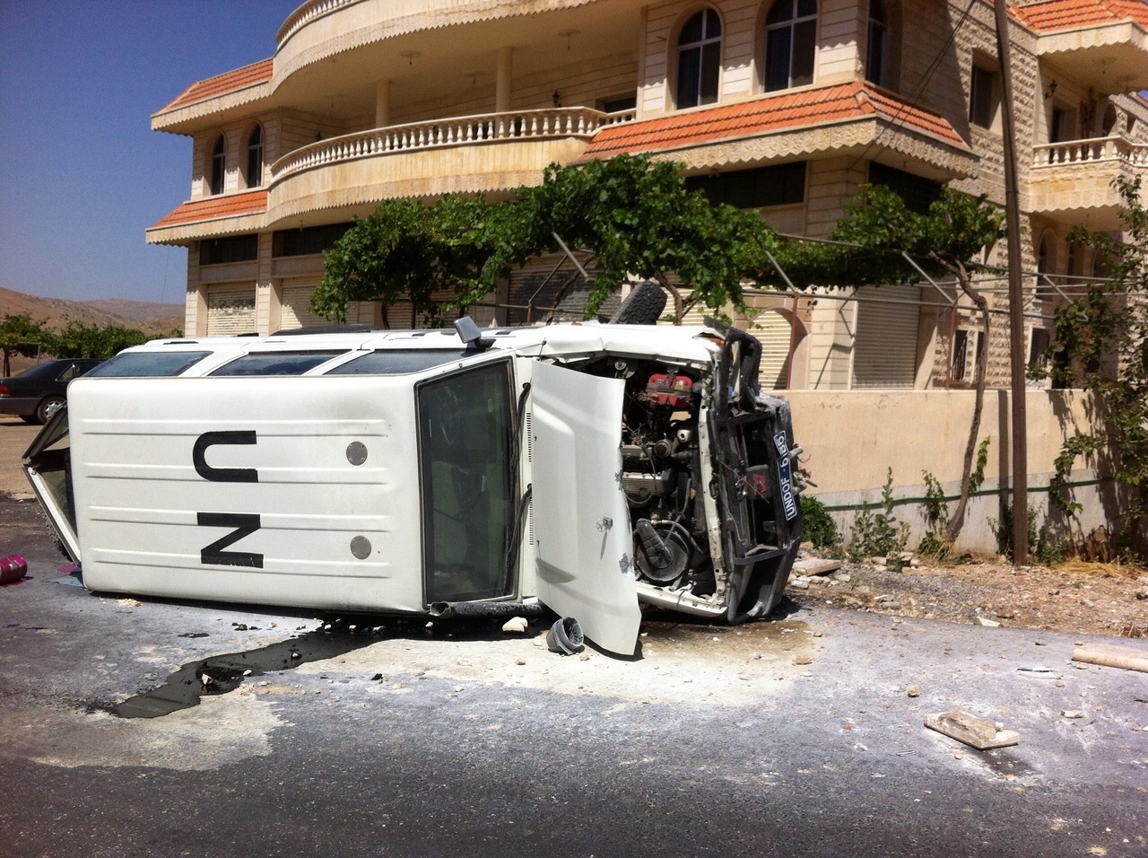 الآلية العسكرية التي انحرفت عن مسارها مما أدى ‘لى إصابة عنصرين من الوحدوة الفيدجية العالمة في الاندوف