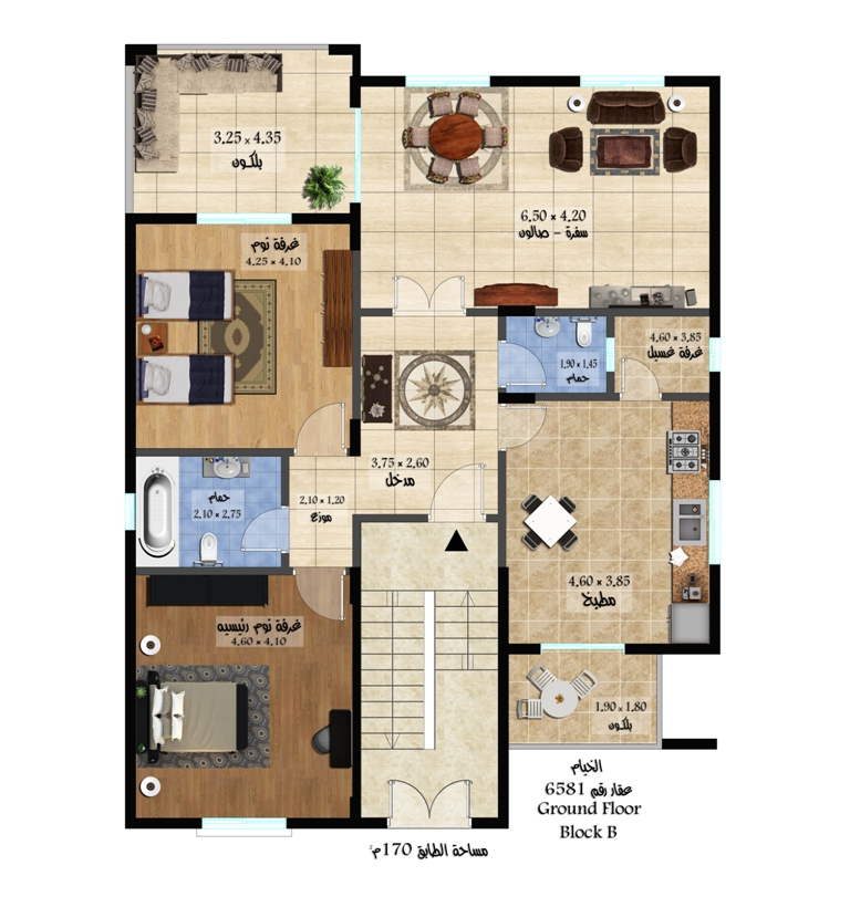 التقطيع الداخلي في المبنى الصغير