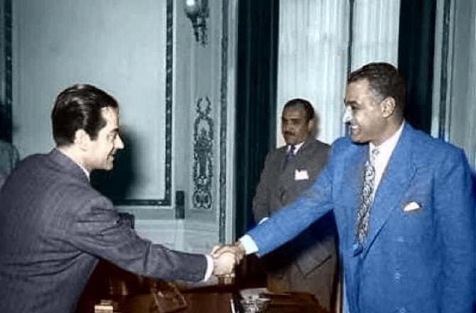 فريد الأطرش مع الرئيس الراحل جمال عبج الناصر
