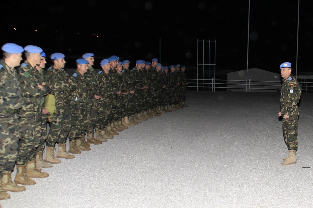 عناصر وضباط من الوحدة الاسبانية في مقرها في مرجعيون