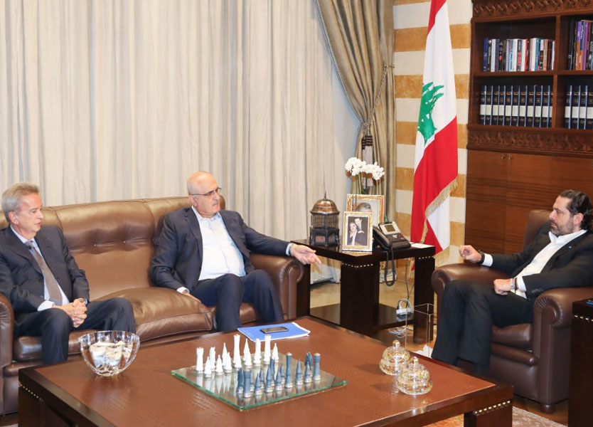 اجتماع مالي بين رئيس الحكومة المكلف سعد الحريري في بيت الوسط مع وزير المال علي حسن خليل وحاكم مصرف لبنان رياض سلامة