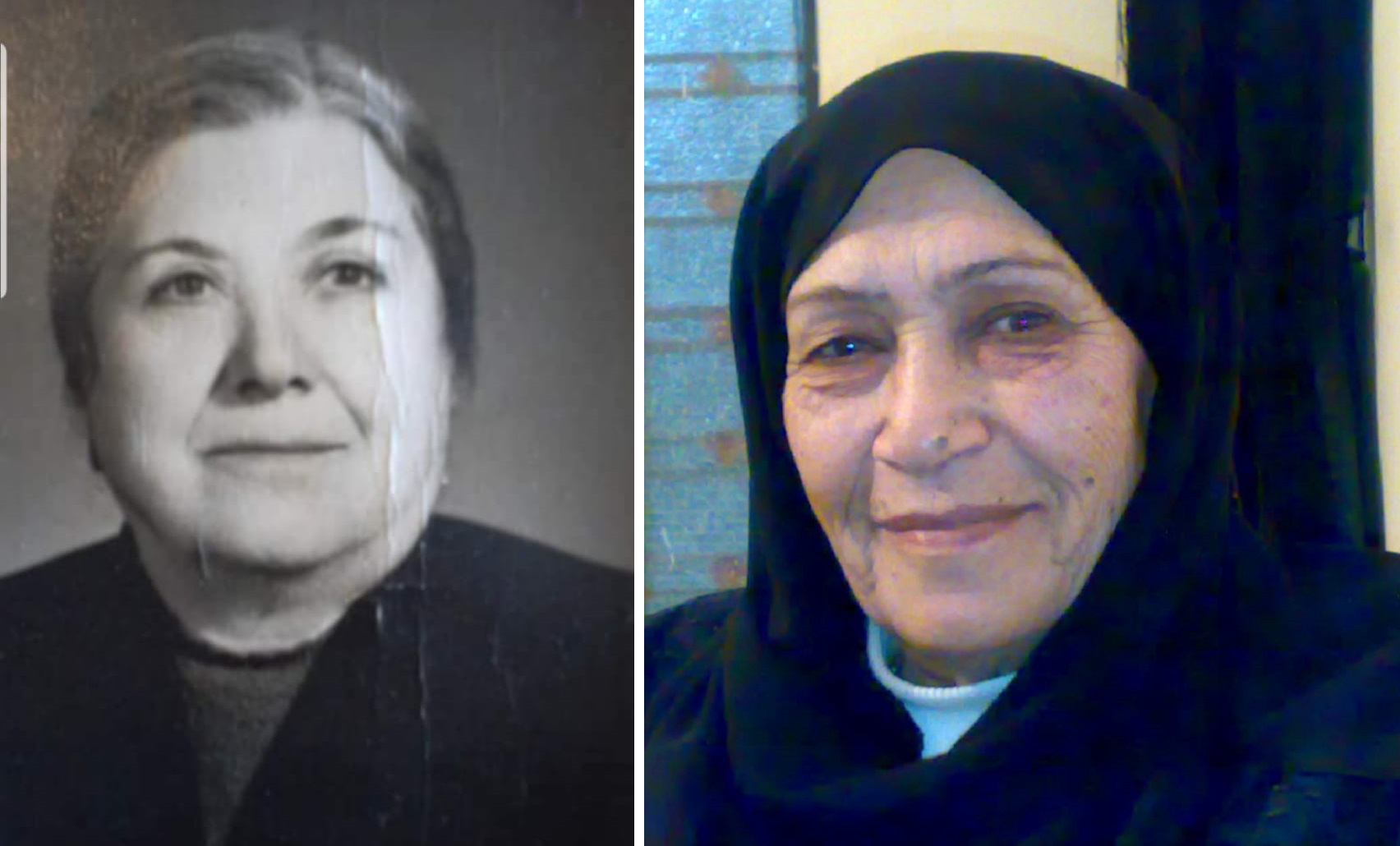 زينب حسن حمود (أم حسين، زوجة علي محمد سليمان غصن) وجارتها مريم جبران الحاج (أم إبراهيم، زوجة نعمان إبراهيم جريس غيث)