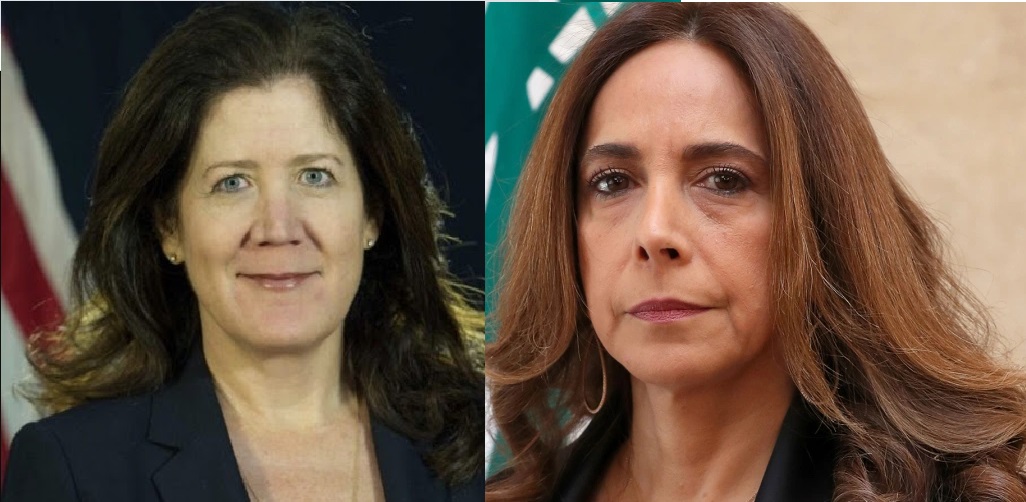 وزيرة الدفاع في حكومة تصريف الأعمال زينة عكر والسفيرة دورثي شيا