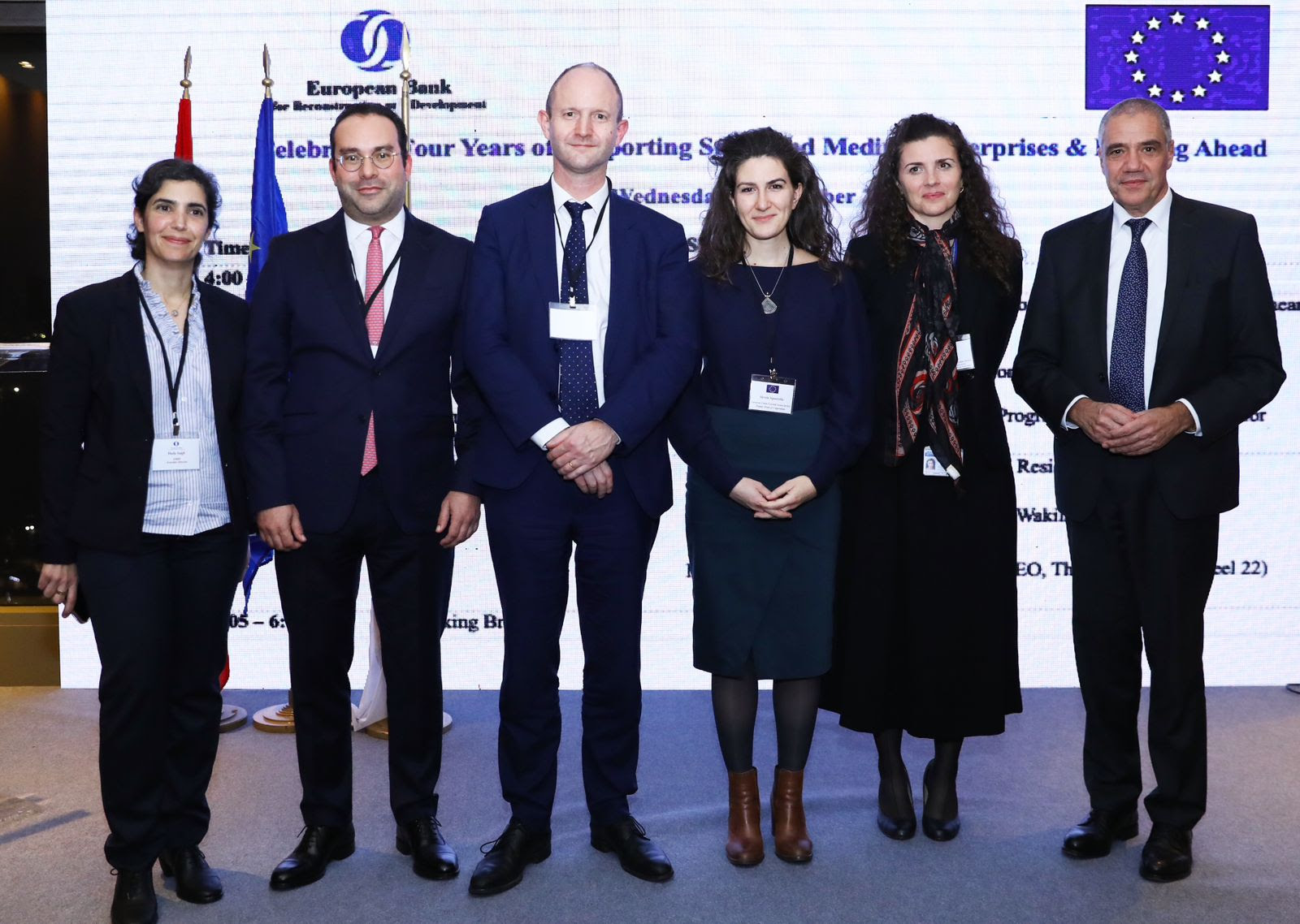 السفير رالف طراف، ليا بولوني، أليسيا سكوارسيلا، ريشارد جونز، خليل دنغزلي والسيدة هدى صايغ