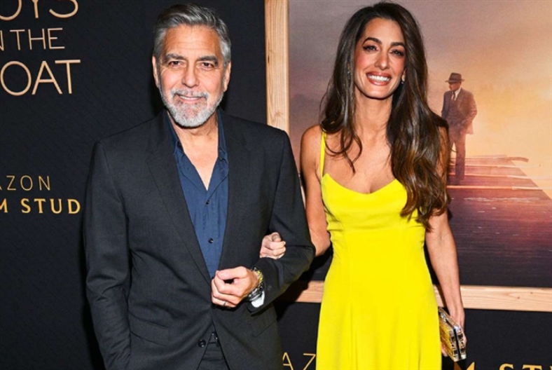 رافقت أمل زوجها إلى العرض الأوّل لفيلمه The Boys in the Boat في لوس أنجليس