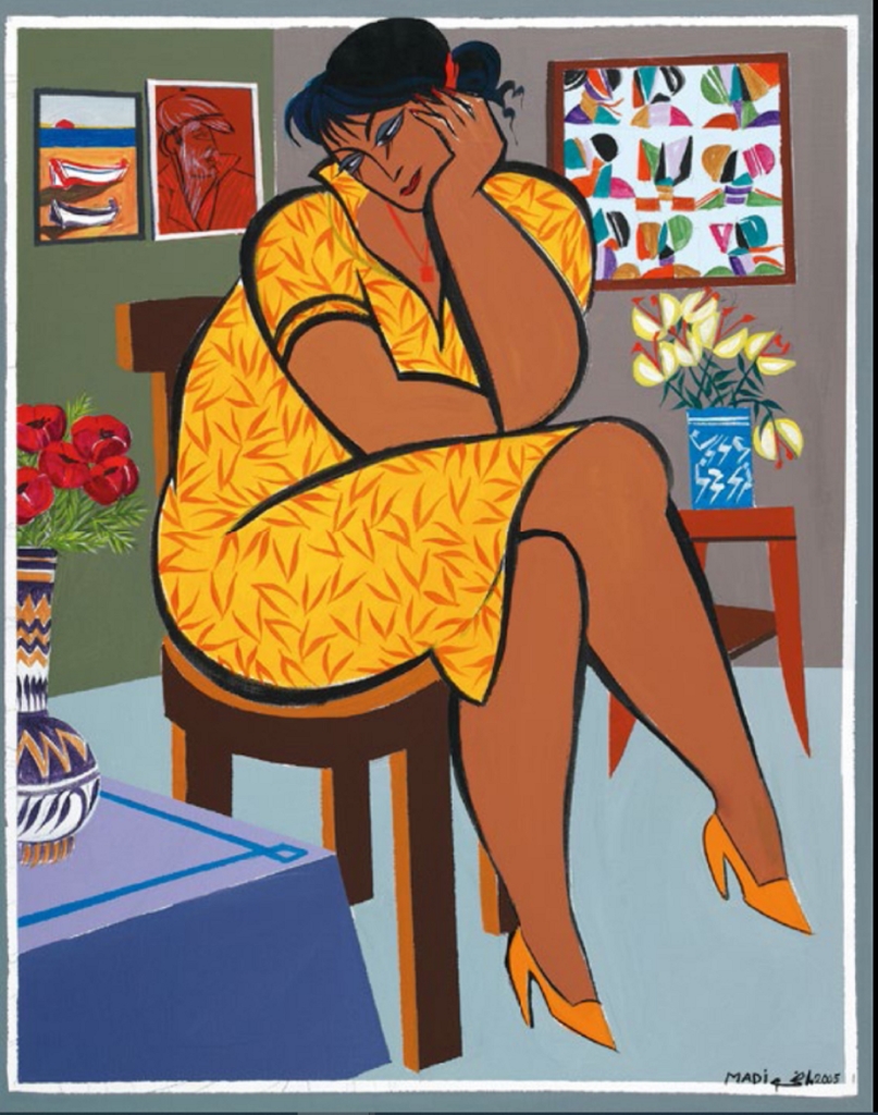 حسين ماضي ـ «الحالمة» (جيكليه على كانفاس ــــ63 × 50 سنتم ـ 2021)