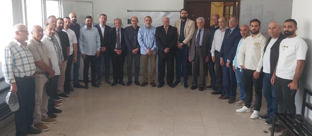 عباس يوسف علي رئيس بلدية الخيام، على يمين القائمقام وسام الحايك، ونائب الرئيس علي حسين موسى عبدالله على يساره