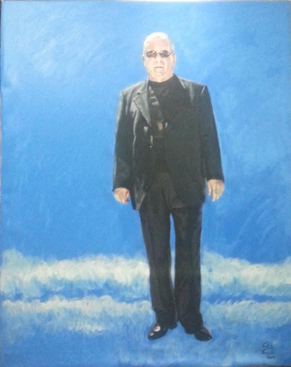 المرحوم الحاج محمد طويل كما رسمه د. يزسف غزاوي (القياس: متر ونصف ارتفاع ومتر عرض)