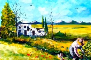 الفنان التشكيلي عبدالله مبارك يشارك فنياً في عيد العمال